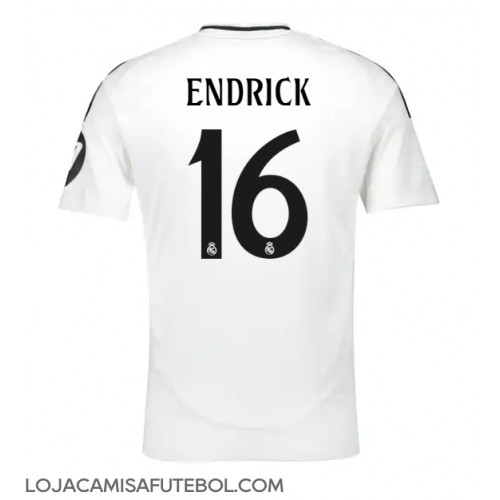 Camisa de Futebol Real Madrid Endrick #16 Equipamento Principal 2024-25 Manga Curta